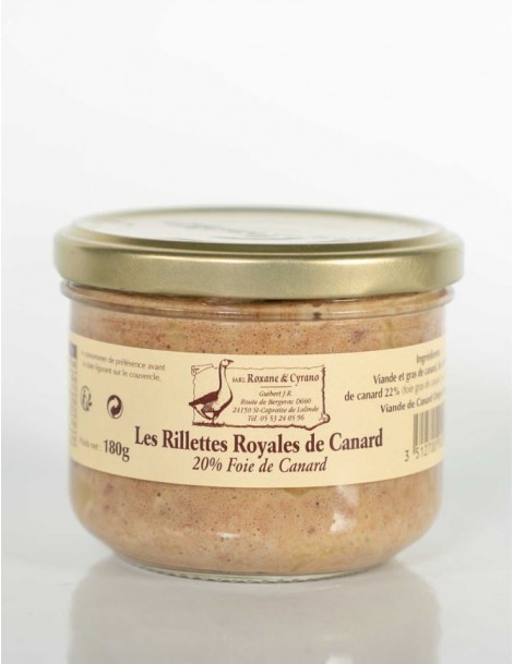 LES RILLETTES ROYALES DE CANARD 180 g (20% Foie de canard)