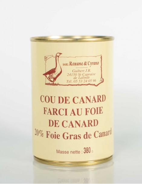COU DE CANARD FARCIE AU FOIE DE CANARD 20% Foie Gras de Canard