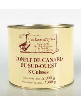 CONFIT DE CANARD DU SUD-OUEST - 8 Cuisses - 2kg